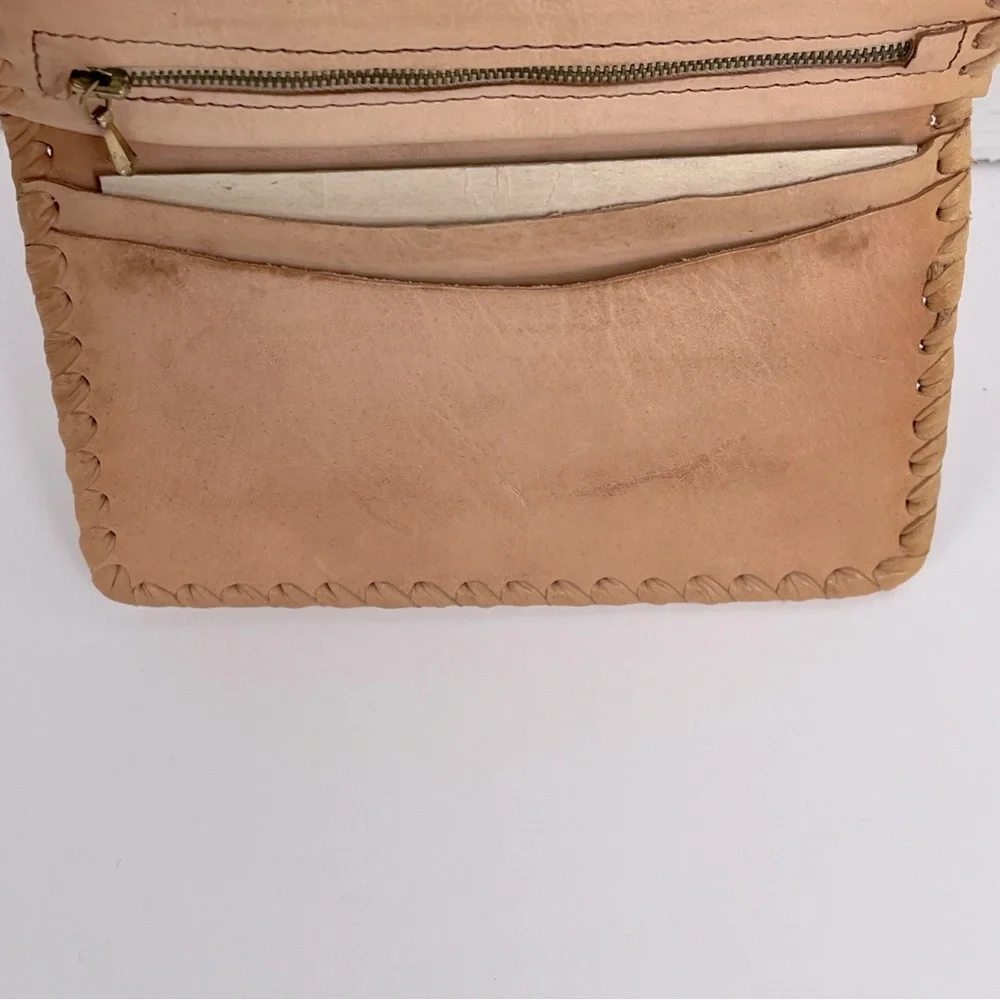 Vintage Tan Leather Bi-Fold Wallet with Embossed Deer; Grandpa,